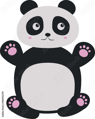 Cute Cartoon Panda. Kawaii panda vector illustration.