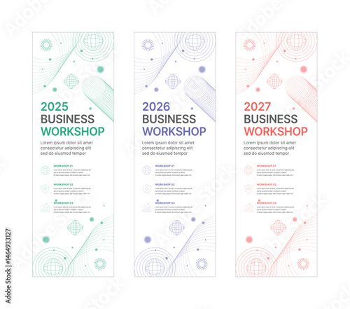 Modern business banner templates with abstract geometric patterns. Perfect for workshops, events, conferences, presentations, or branding projects, combining style and professionalism.