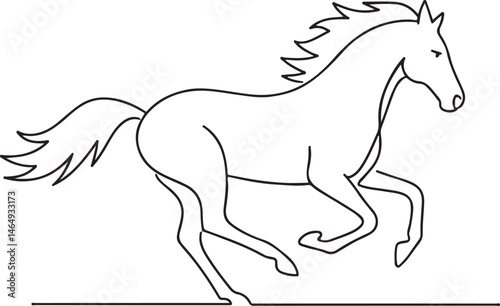 Galloping Stallion One Line Drawing Illustration