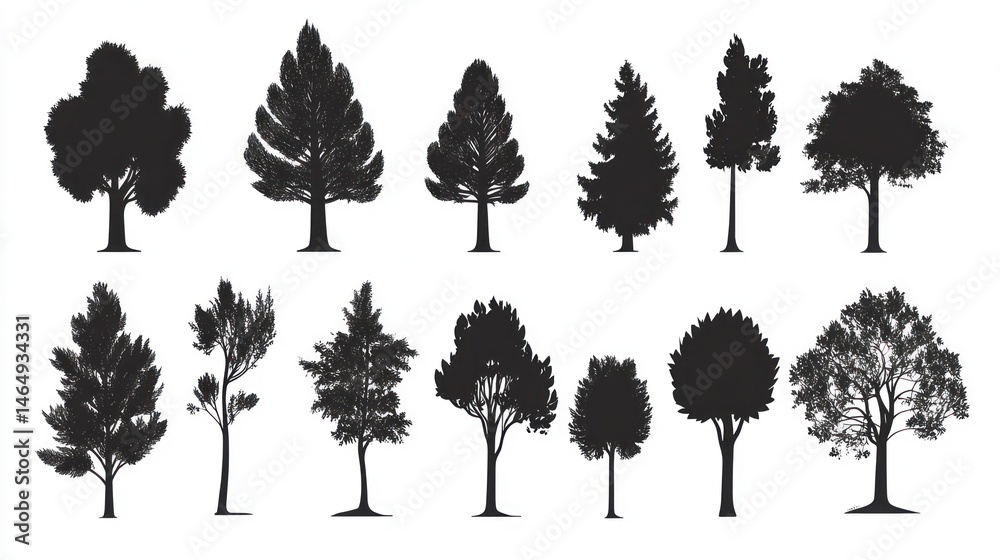 Fototapeta premium Forest Tree Silhouettes Collection