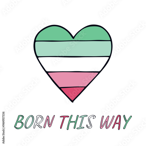 Colorful heart shape Abrosexual pride flag Happy pride day LGBTQIA community Pride Month Vector hand drawn doodle for posters, stickers, logo, cards