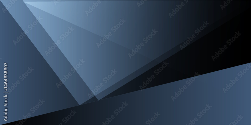 Obraz premium Modern black blue abstract background. Minimal. Color gradient. Dark. Web banner. Geometric shape. 3d effect. Lines stripes triangles.