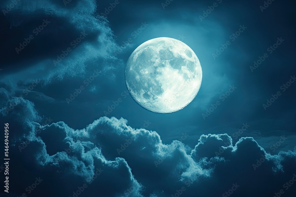 Obraz premium Full moon, dramatic clouds