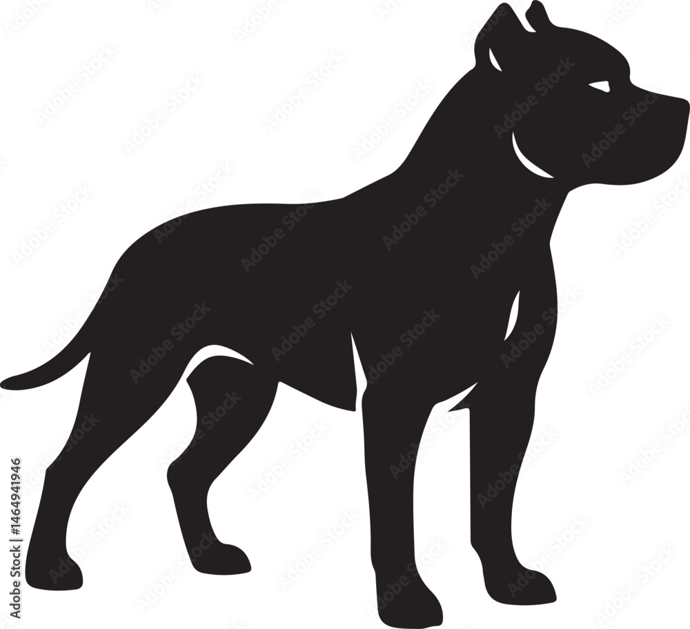 Fototapeta premium Pit Bull Dog Silhouette Vector Artwork
