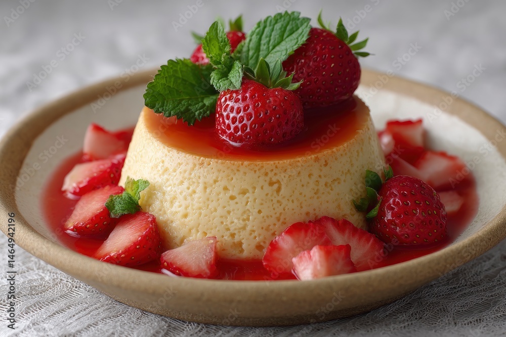 Creamy Flan with Fresh Strawberries: A Delicate Dessert Creamy Flan with Fresh Strawberries: A Delicate Dessert
