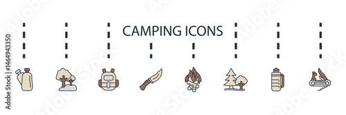 camping icon set collection .design style with background