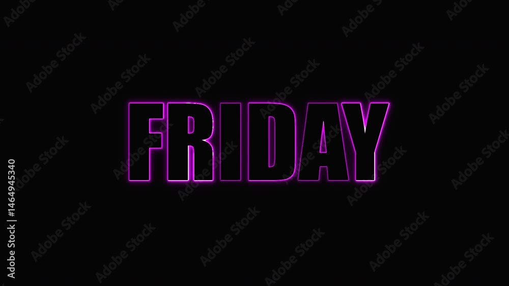 Flickering pink neon FRIDAY message on black. Title or teaser.