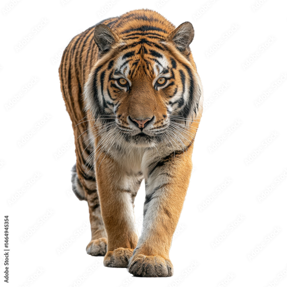 Fototapeta premium Majestic Tiger Striding Forward with Transparent Background