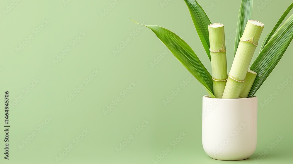 Fototapeta premium Bamboo plant in a white pot
