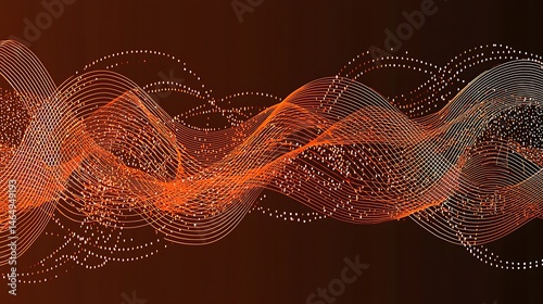 Obraz na płótnie Contemporary orange backdrop with dynamic curving wave lines and subtle 3D depth w salonie