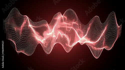 Clean red backdrop with smooth, flowing curves and subtle depth elements creating a modern minimalist aesthetic