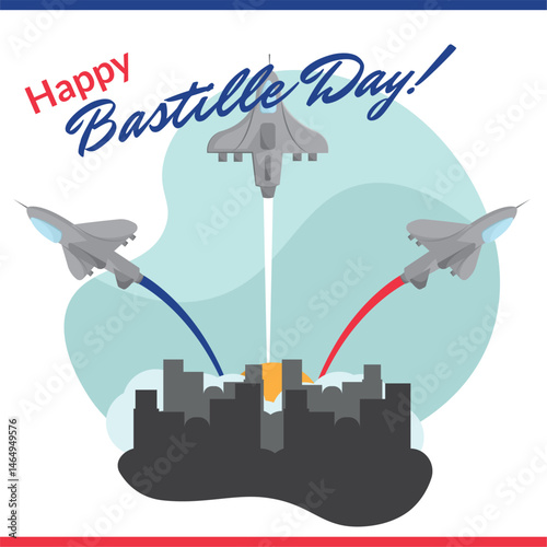 Bastille fighter jet show. Vector