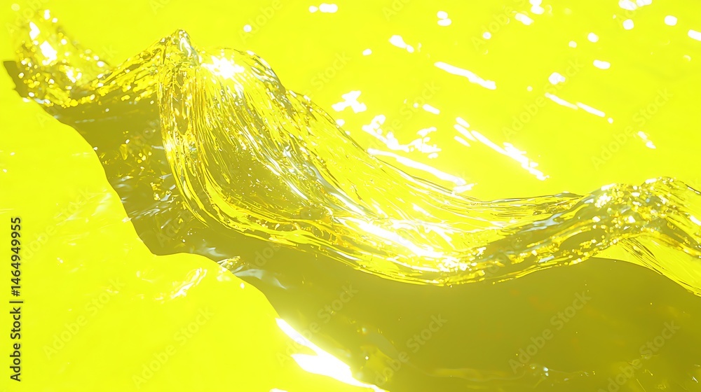 Bright yellow background with luminous, abstract wave shapes gently flowing across, creating an energetic and modern visual
