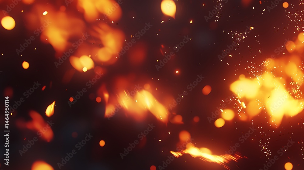Bright orange backdrop featuring radiant bokeh particles and soft glowing light spots in a dreamy layout