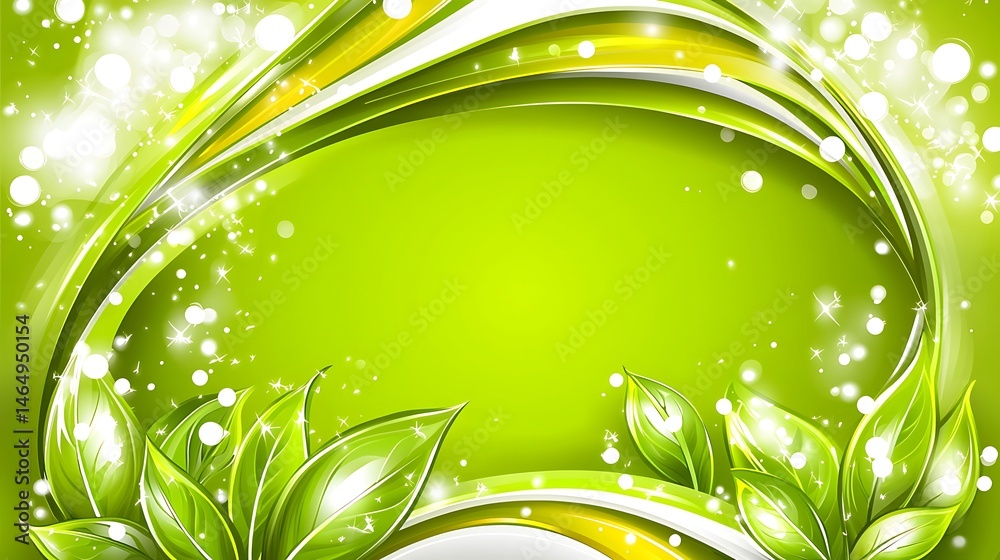 Bright green background with layered wave structures and an explosive light pattern for an energetic look