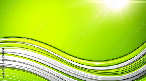 Obraz na płótnie Bright green background with layered wave structures and an explosive light pattern for an energetic look w salonie