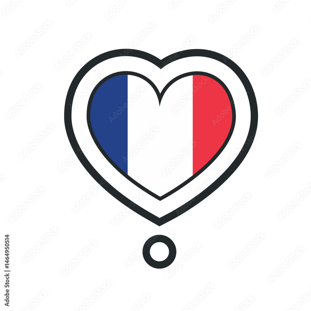 Fototapeta premium Heart shape with the flag of France. Vector