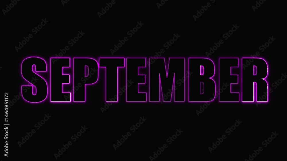 Flickering pink neon SEPTEMBER message on black. Title or teaser.