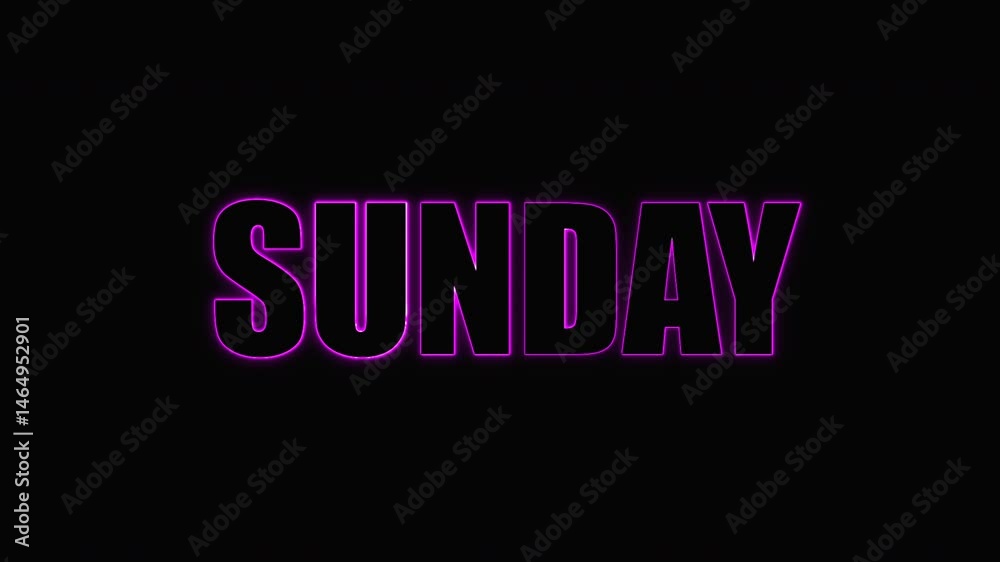 Flickering pink neon SUNDAY message on black. Title or teaser.