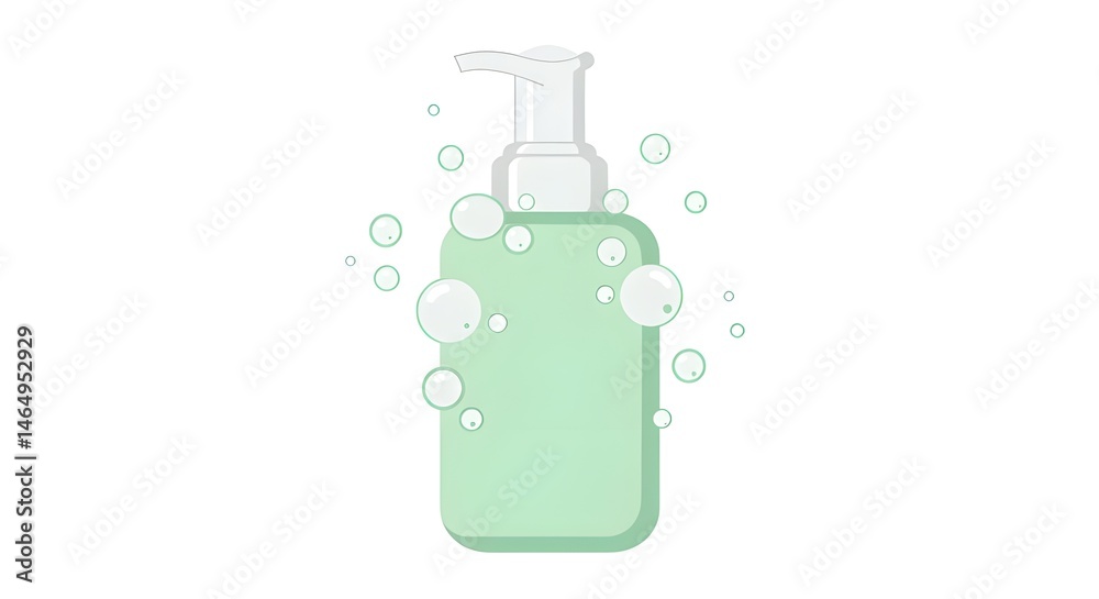 Obraz premium Facial cleanser bottle flat style with foam isolated on white