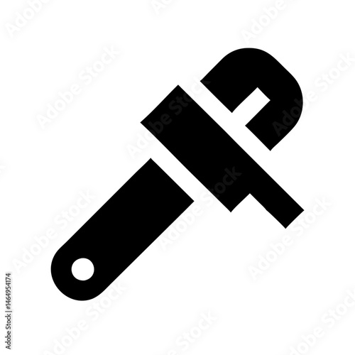  Pipe Wrench Silhouette Icon ,Plumbing, Mechanical Tool, Industrial Repair in Bold Black Style