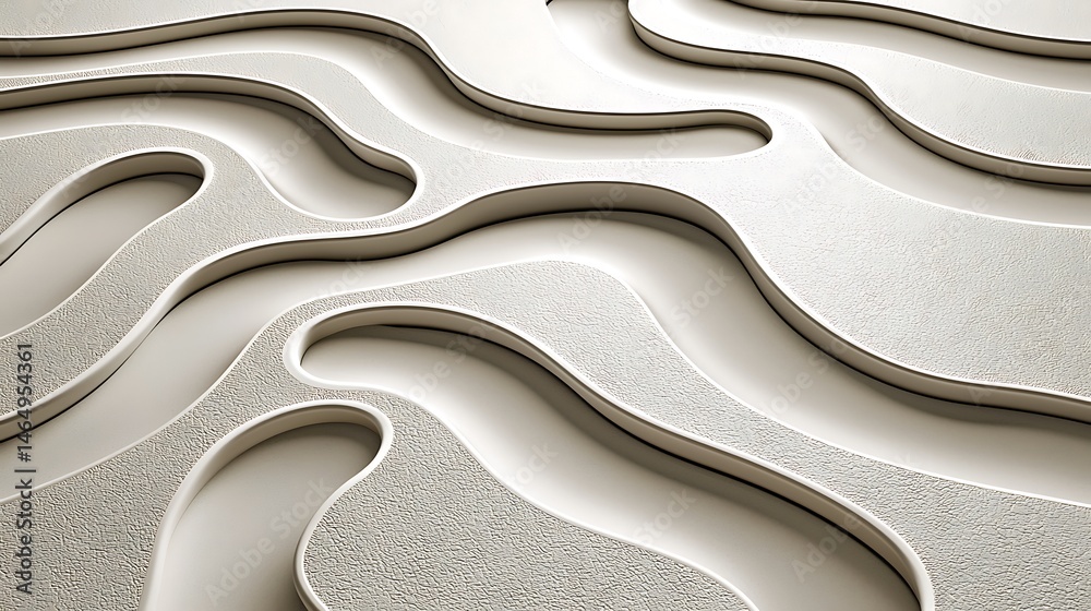 Soft, white background with gentle, abstract textures in subtle curves, creating a minimalist aesthetic with a touch of elegance and fluidity
