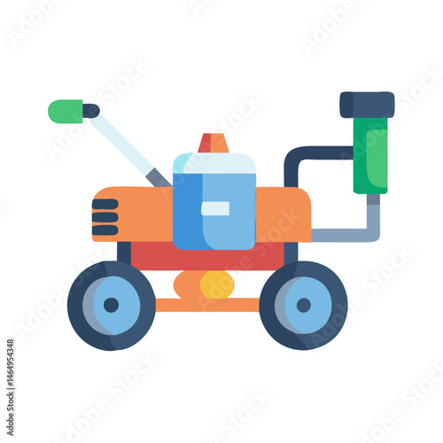 Colorful Motorized Sprayer Icon,Agricultural Spray Machine, Flat Style Farming Equipment