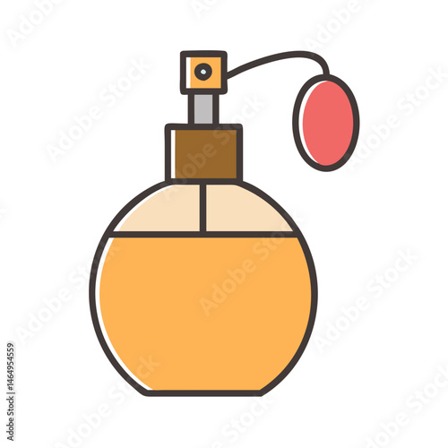 Colorful Perfume Atomizer Icon , Retro Fragrance Bottle with Spray Nozzle, Flat Style