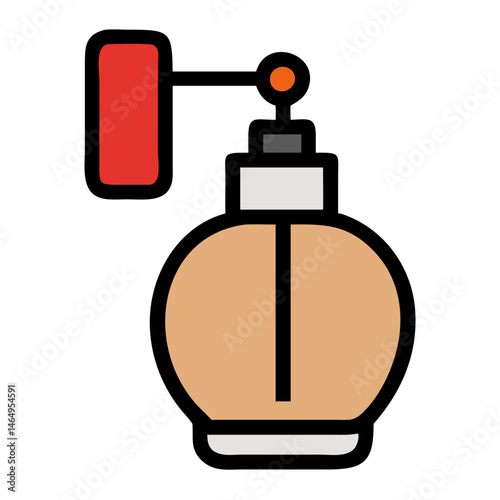 Colorful Perfume Atomizer Icon , Retro Fragrance Bottle with Spray Nozzle, Flat Style
