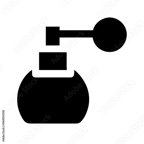 Vintage Perfume Atomizer Silhouette , Classic Fragrance Bottle with Bulb Pump, Solid Black Icon