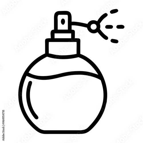 Perfume Atomizer Icon , Vintage Fragrance Spray Bottle, Line Art Cosmetic Dispenser