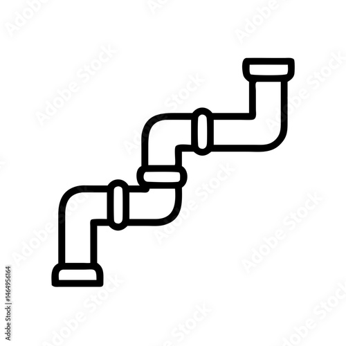 Plumbing Pipe Icon ,Curved Pipeline with Valve, Minimalist Industrial Line Art