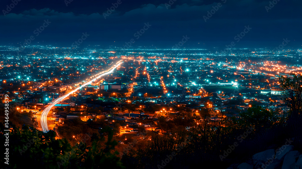 Naklejka premium Hilltop Cityscape Sunset