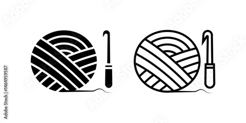 Crochet icon set. Flat illustration of vector icon on white background