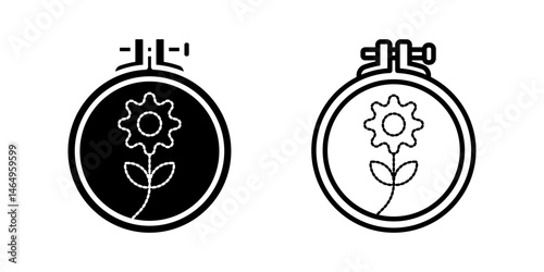 Embroidery icon set. Flat illustration of vector icon on white background