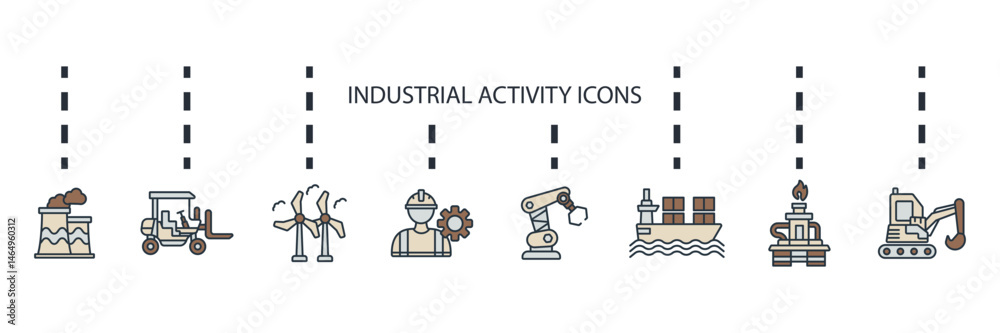 industrial activity icon set collection .design style with background industrial activity icon set collection .design style with background