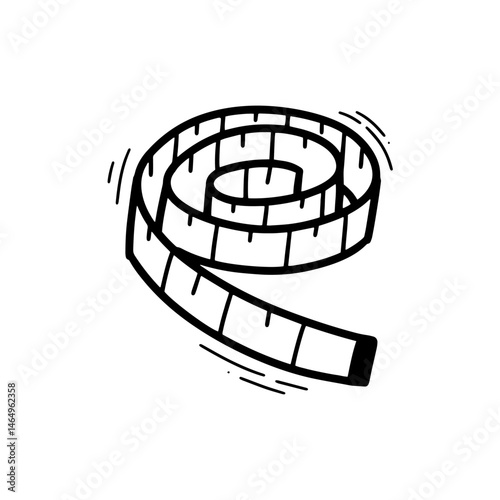 Hand Drawn Inches Tape Illustration. Doodle Vector. Isolated on White Background - EPS 10 Vector