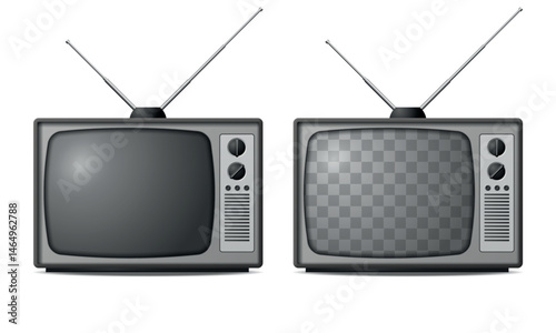Set of old vintage TV realistic vector illustration.