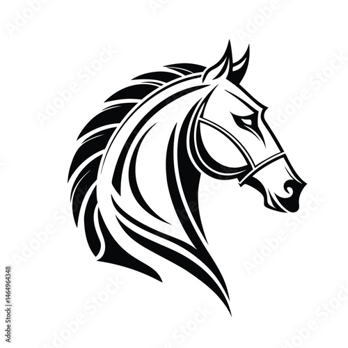 Black Horse Head Silhouette Vector Art and Icons on White Background. Vector Illustration