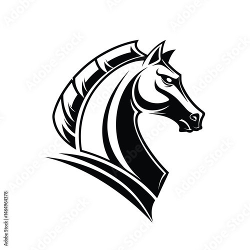 Black Horse Head Silhouette Vector Art and Icons on White Background. Vector Illustration