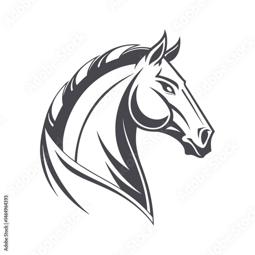 Horse Head Silhouette Vector Art and Icons on White Background. Vector Illustration