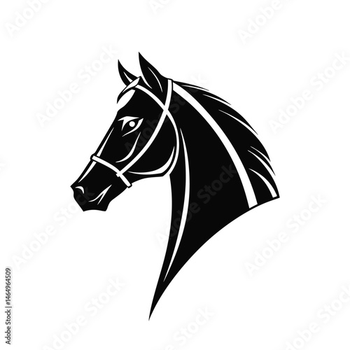Black Horse Head Silhouette Vector Art and Icons on White Background. Vector Illustration
