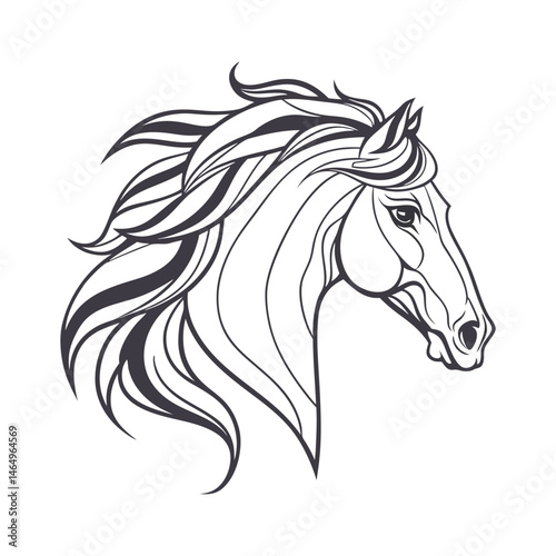 Horse Head Silhouette Vector Art and Icons on White Background. Vector Illustration