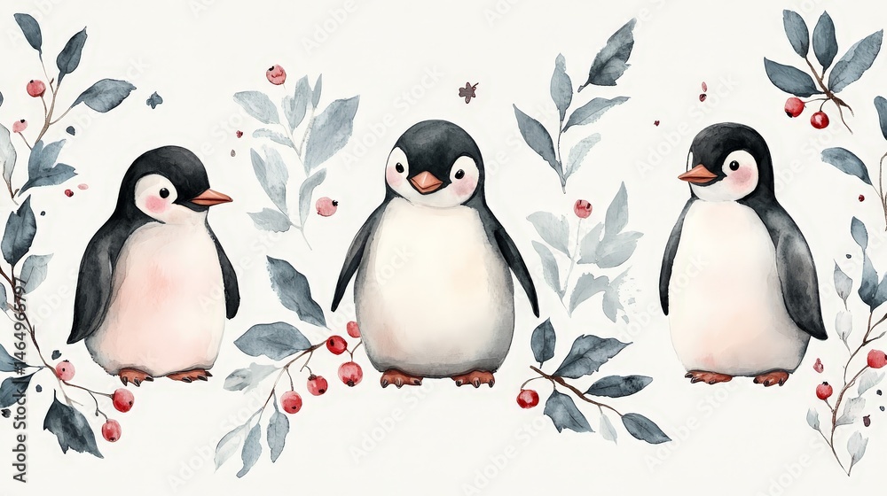 Cute Penguin Pattern Illustration Cute Penguin Pattern Illustration