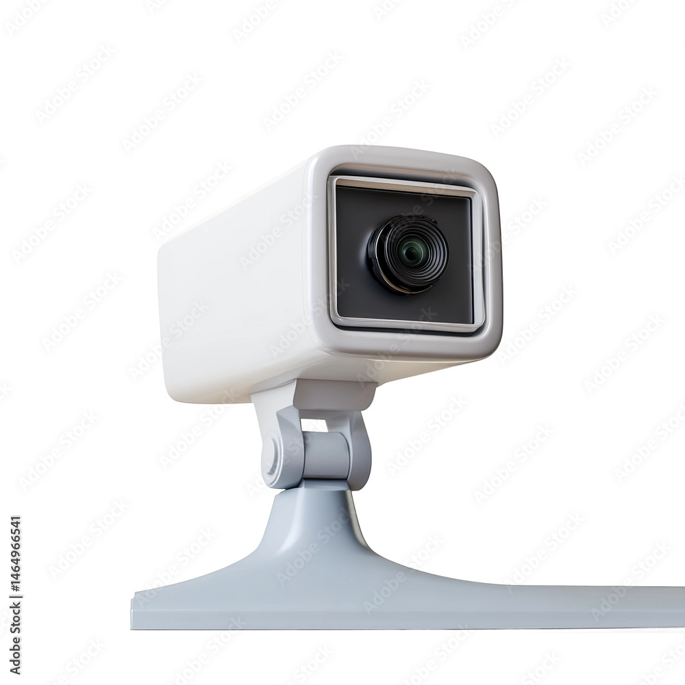 A modern white surveillance camera, symbolizing security and observation. Its sleek design and strategic placement signify vigilance and protection A modern white surveillance camera, symbolizing security and observation. Its sleek design and strategic placement signify vigilance and protection