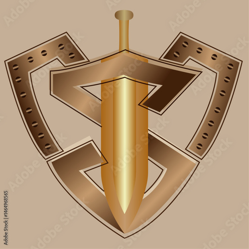 shield and sword logo design vector illustration
