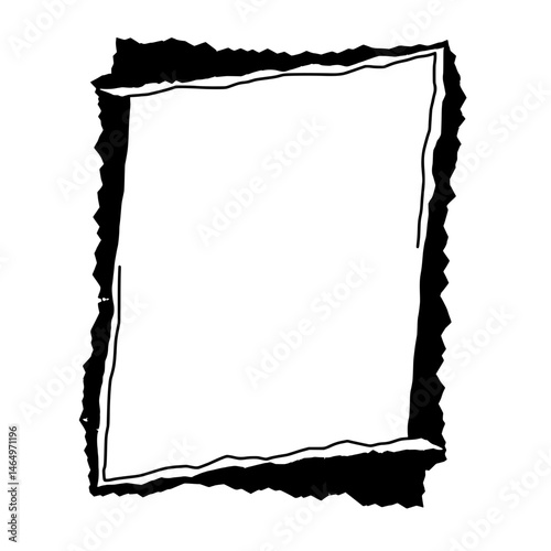 Rough Black Frame: A hand-drawn, roughly textured black frame with an irregular border, perfect for adding a unique, artistic touch to your designs or photos.