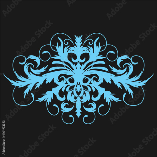 Elegant Floral Scrollwork Ornament with Swirls and Leaves