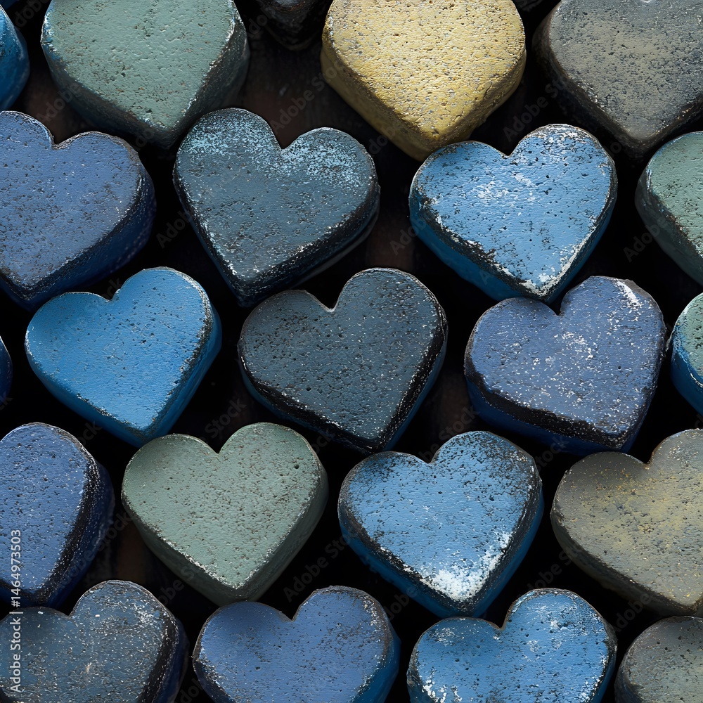 Obraz premium Romantic Blue and Green Stone Hearts Background