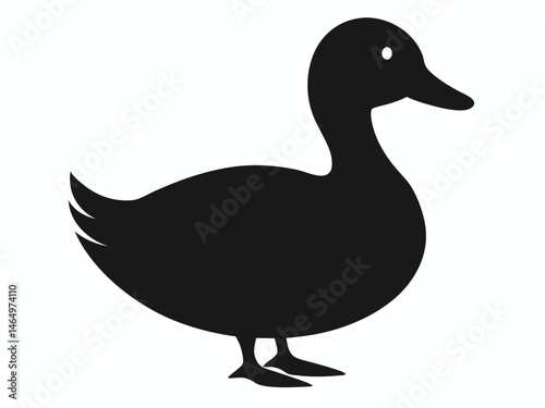 Duck Silhouette, Duck black silhouette Vector illustration